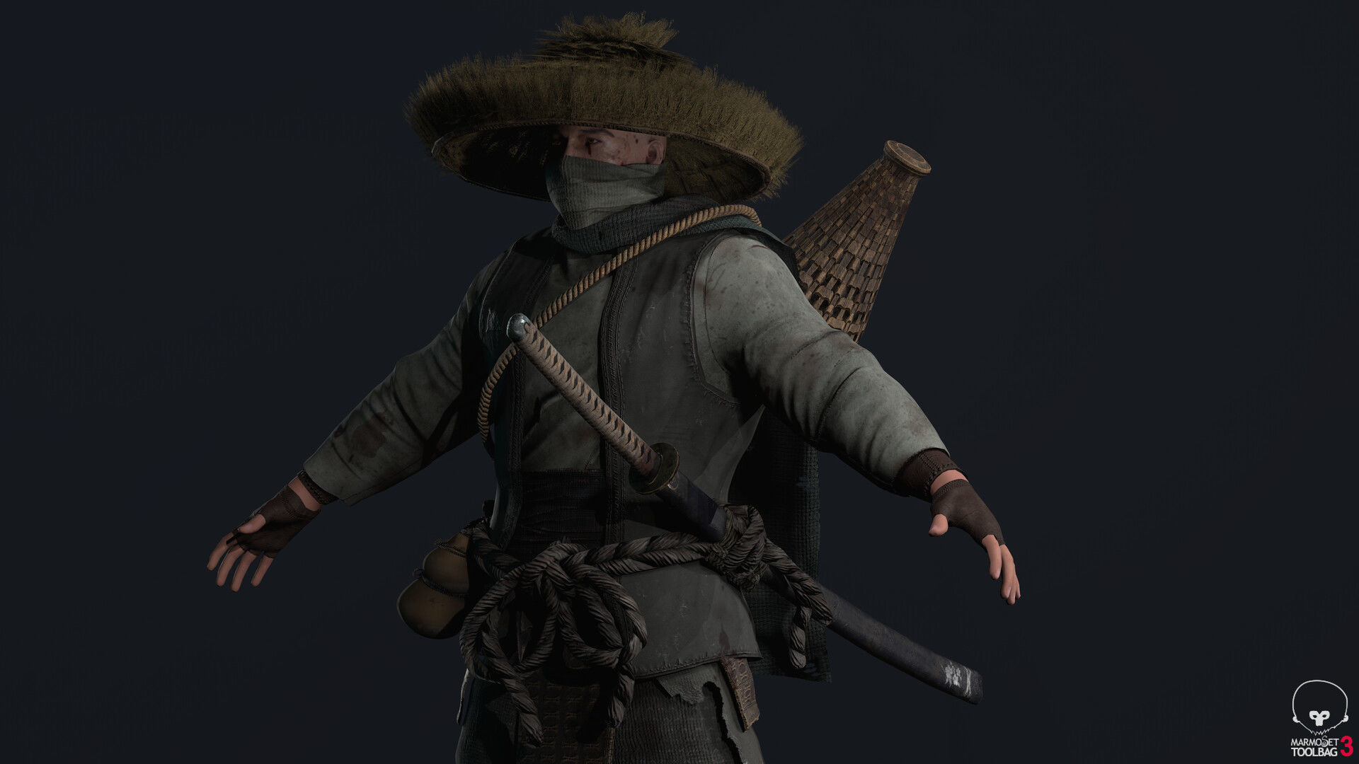 Samurai Low-poly 3D model_13