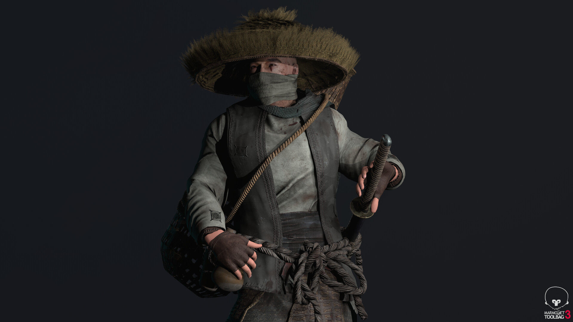 Samurai Low-poly 3D model_12
