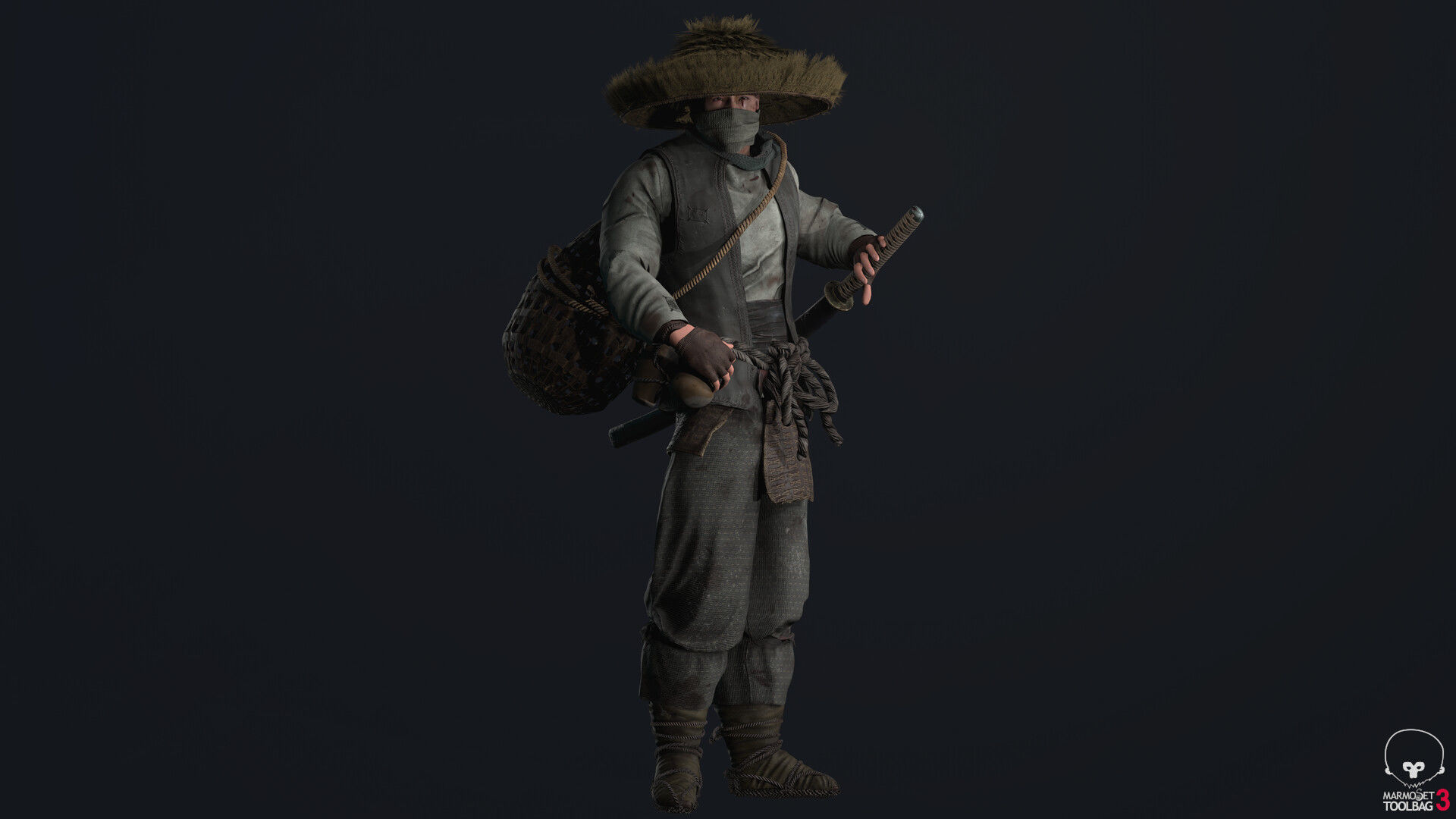 Samurai Low-poly 3D model_16