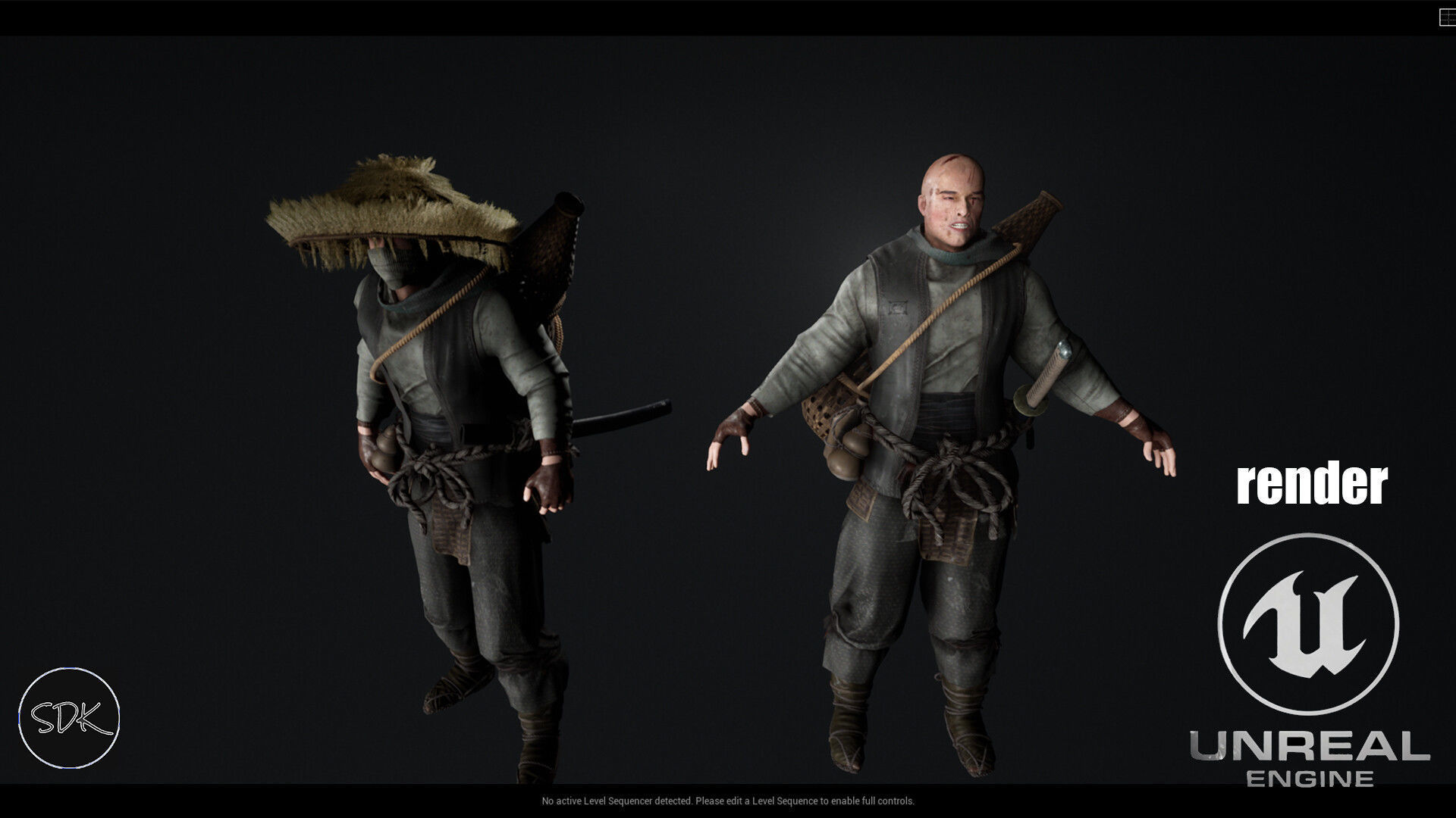 Samurai Low-poly 3D model_23