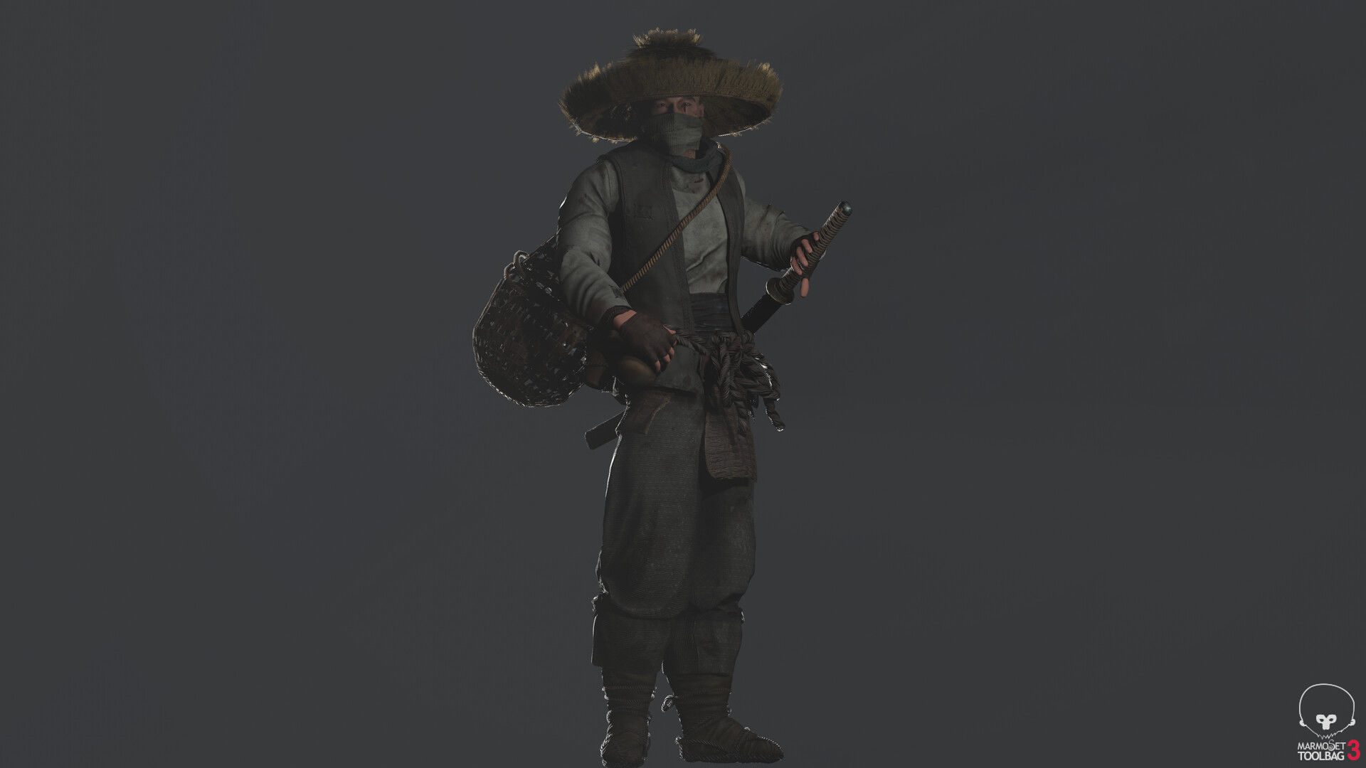 Samurai Low-poly 3D model_19