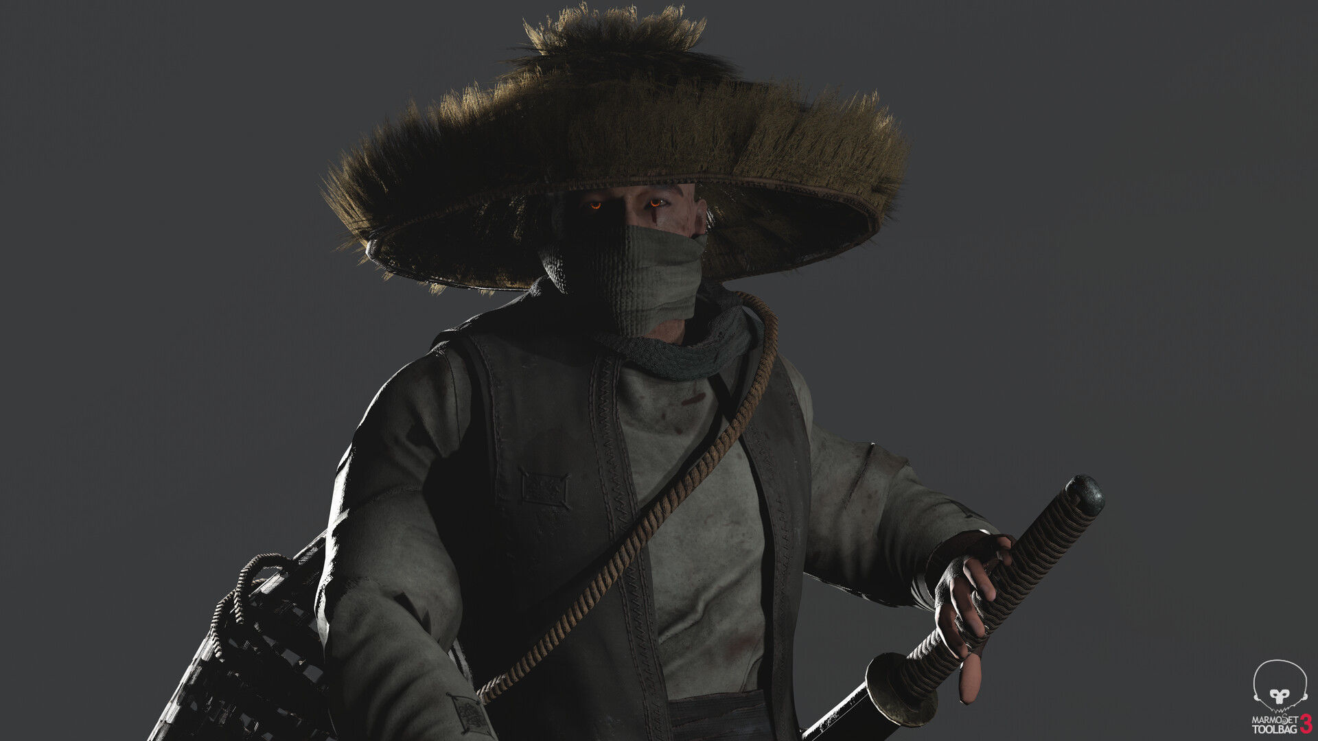 Samurai Low-poly 3D model_21