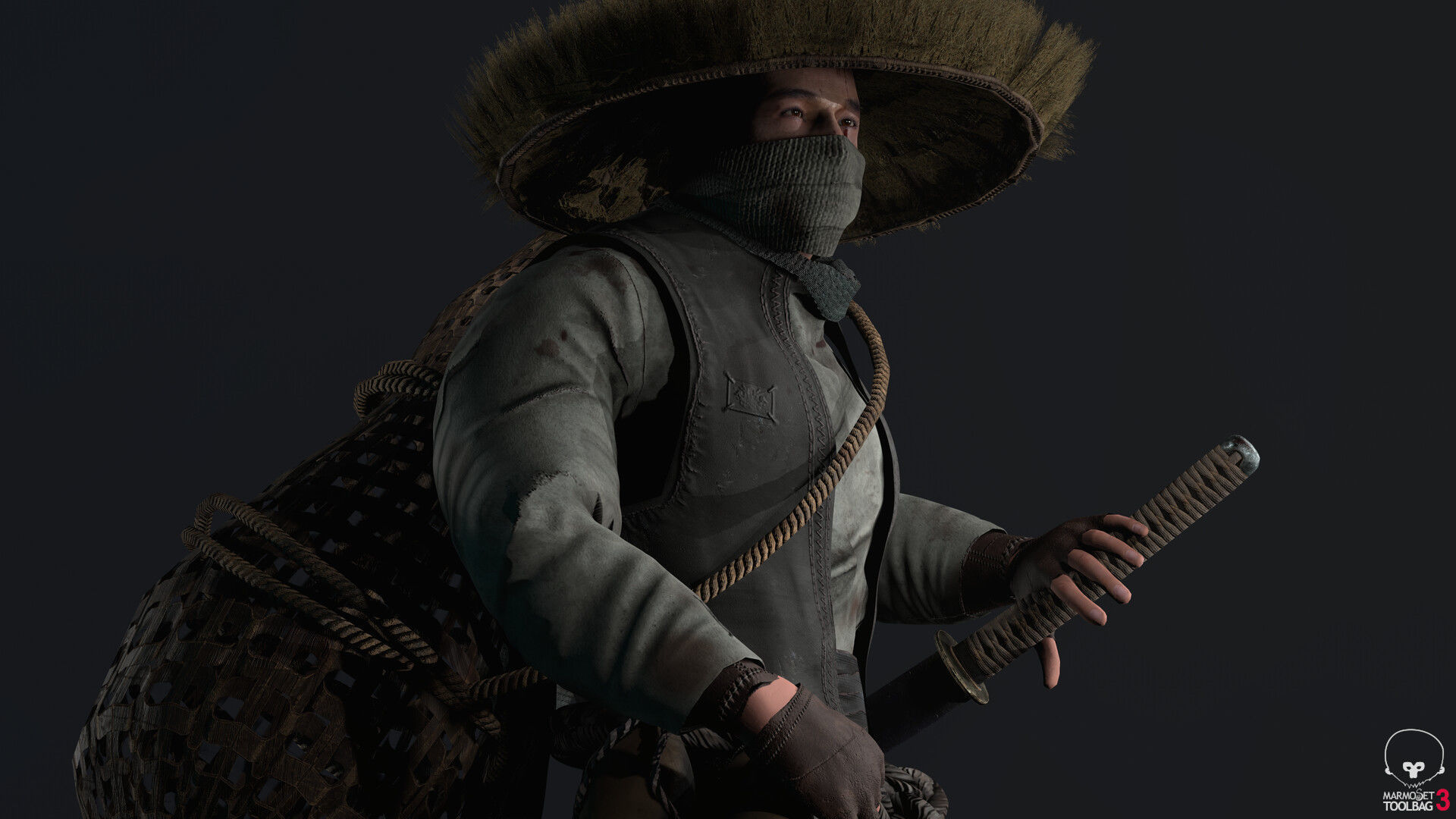 Samurai Low-poly 3D model_24