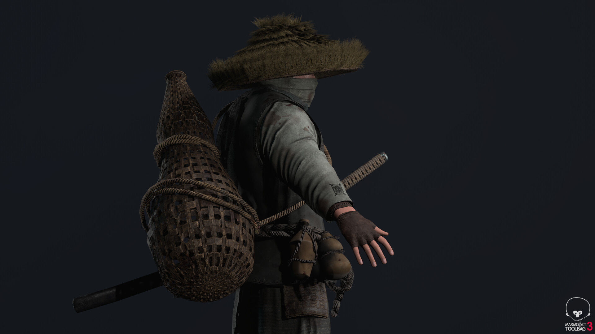 Samurai Low-poly 3D model_11