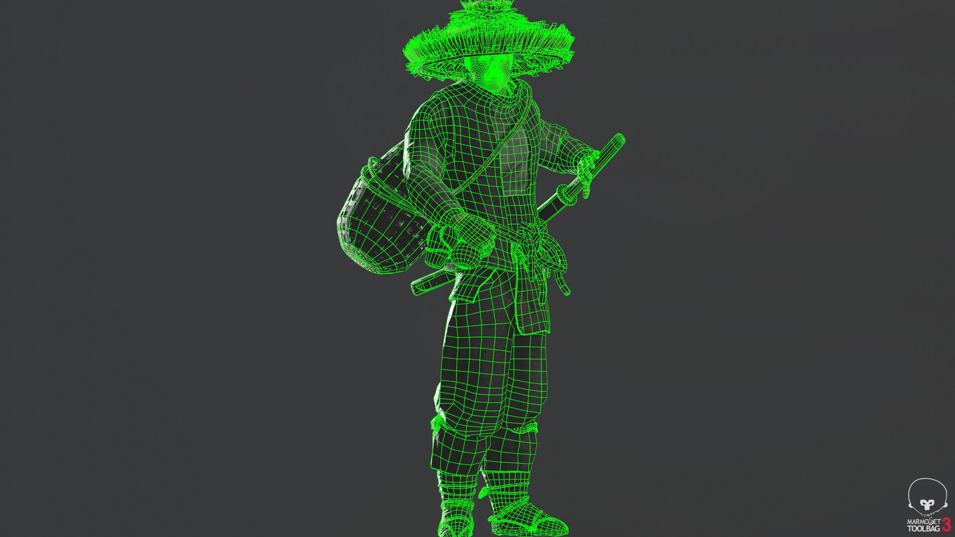 Samurai Low-poly 3D model_25