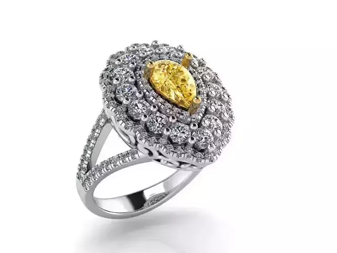 pear mixed halo ring 406
