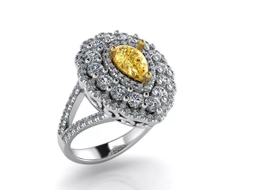 pear mixed halo ring 406 3D print model