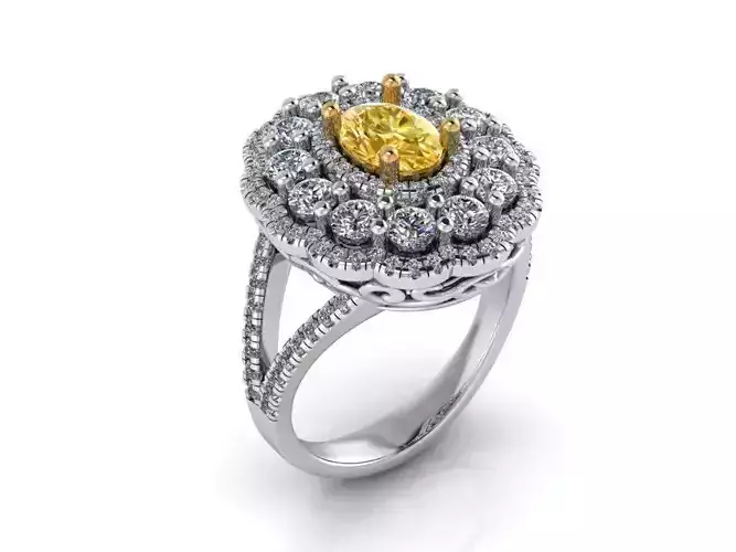 oval mixed halo ring 407