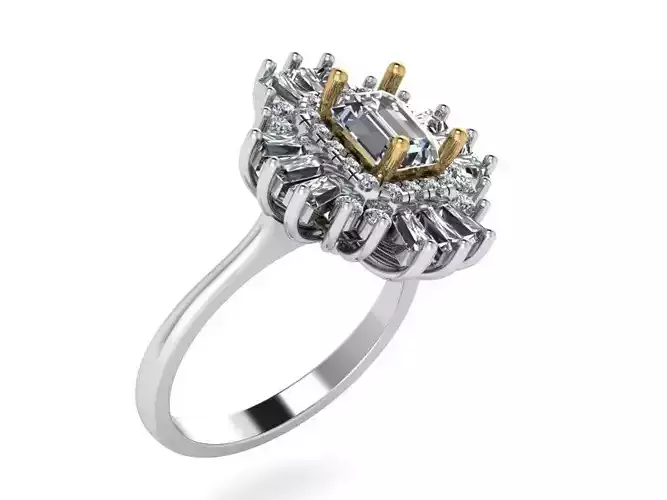 fashion ring emerald and baguette stones 408