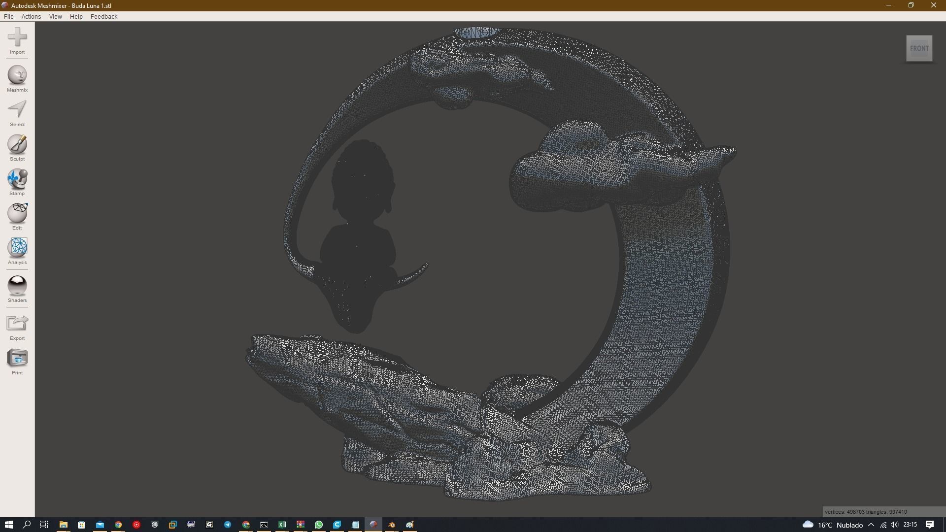 BackFlow Incense Burner Buddha and Moon for 3D print model 3D print model_7