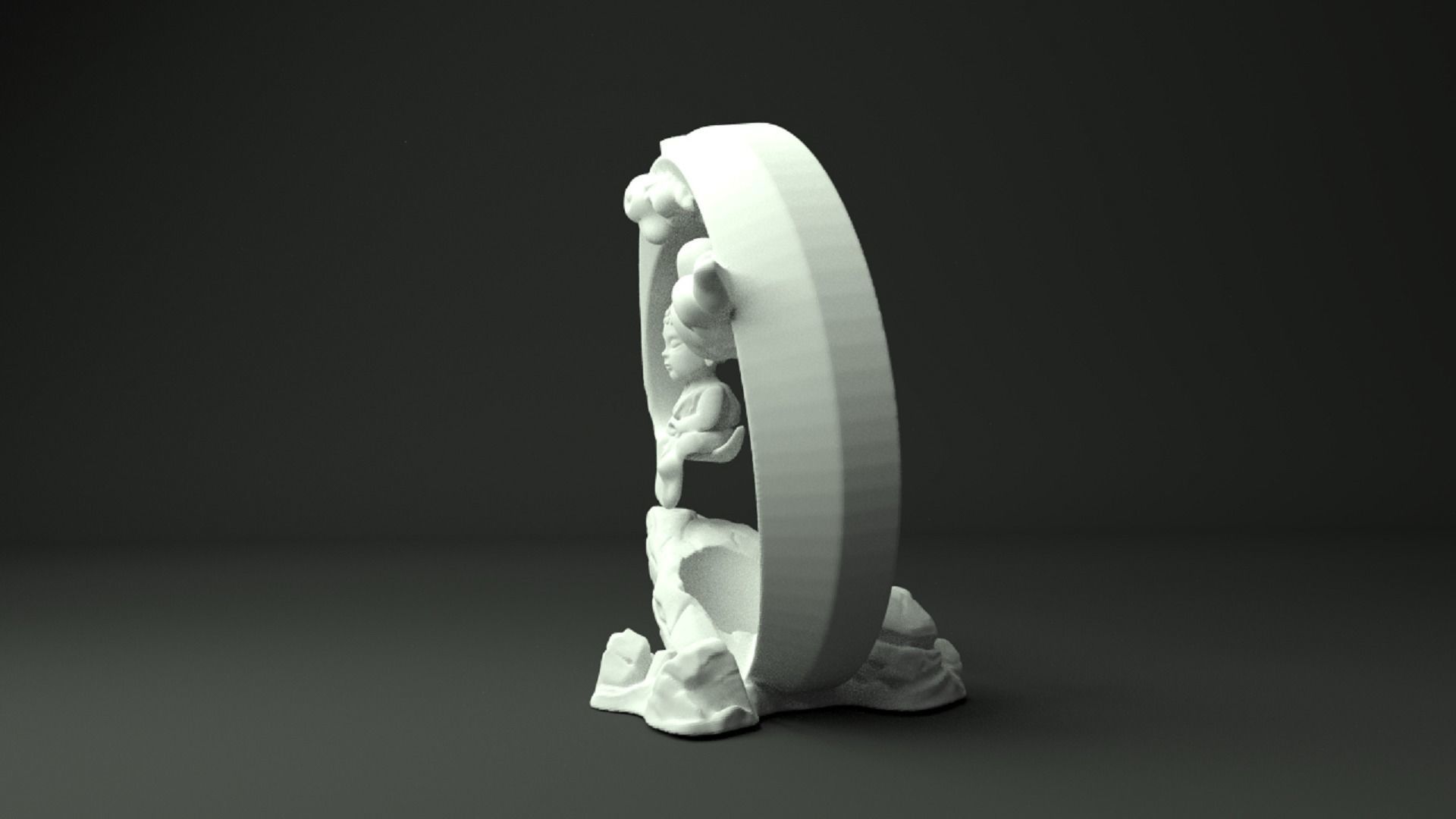 BackFlow Incense Burner Buddha and Moon for 3D print model 3D print model_4