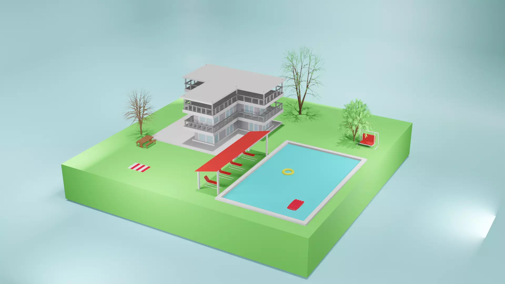 Villa Design Low-poly 3D model