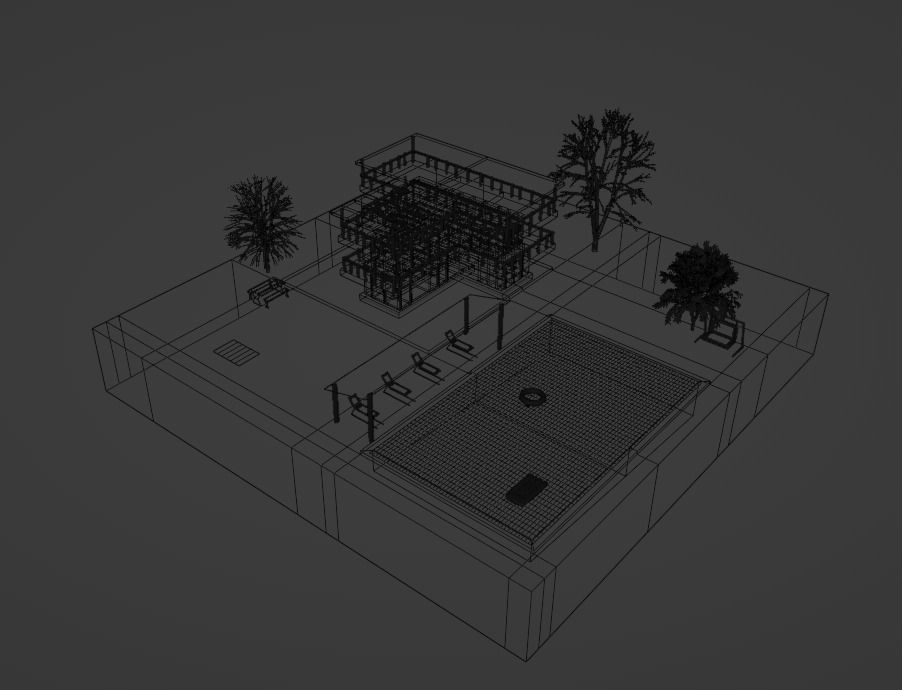 Villa Design Low-poly 3D model_4