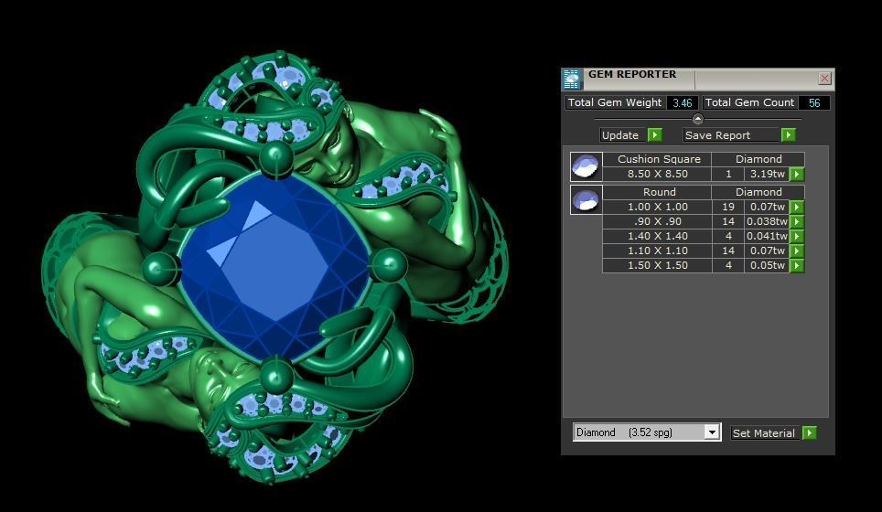 mermaid ring 3D print model_14
