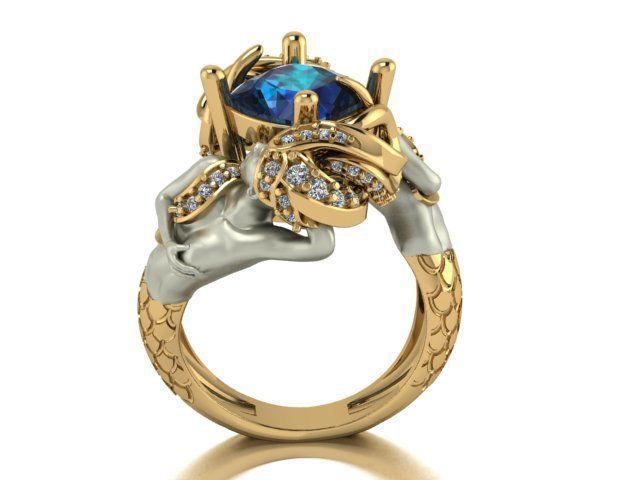 mermaid ring 3D print model_8
