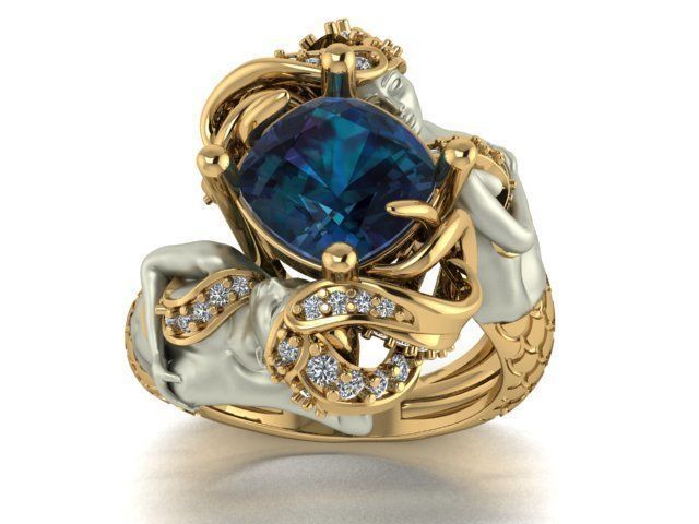 mermaid ring 3D print model_9