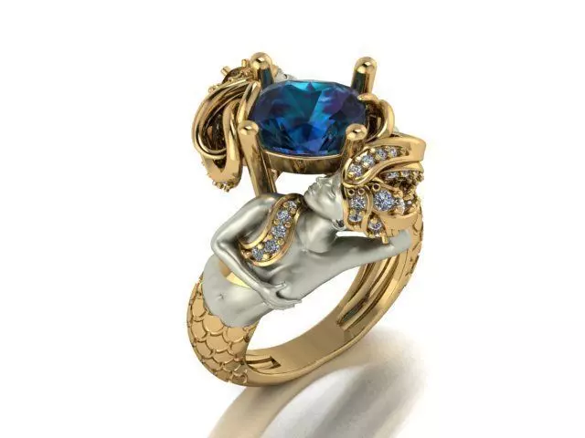 mermaid ring 3D print model_0