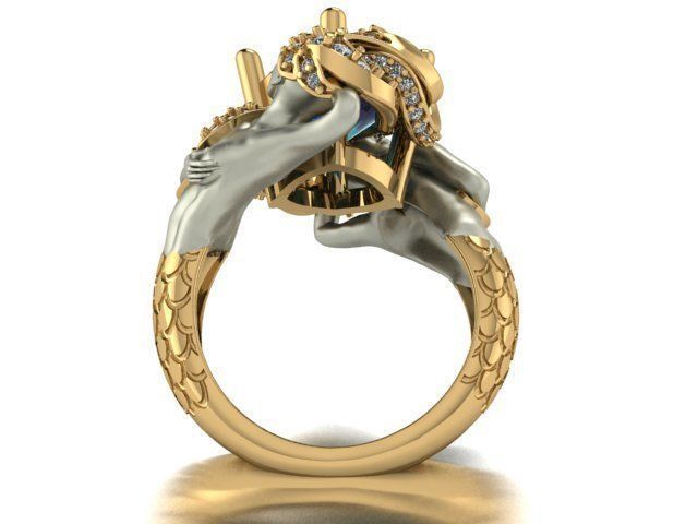 mermaid ring 3D print model_4