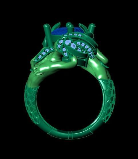 mermaid ring 3D print model_13