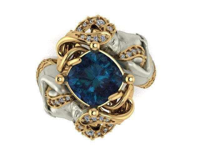 mermaid ring 3D print model_1