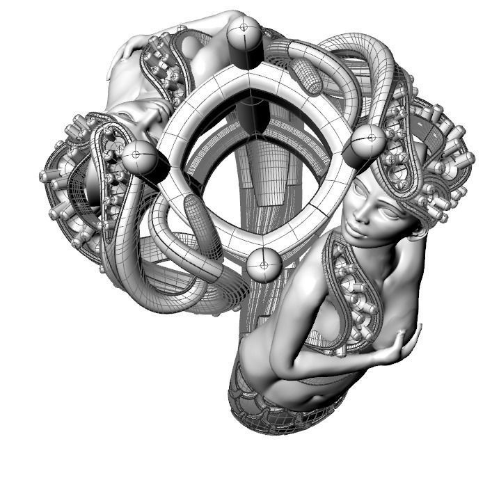 mermaid ring 3D print model_18