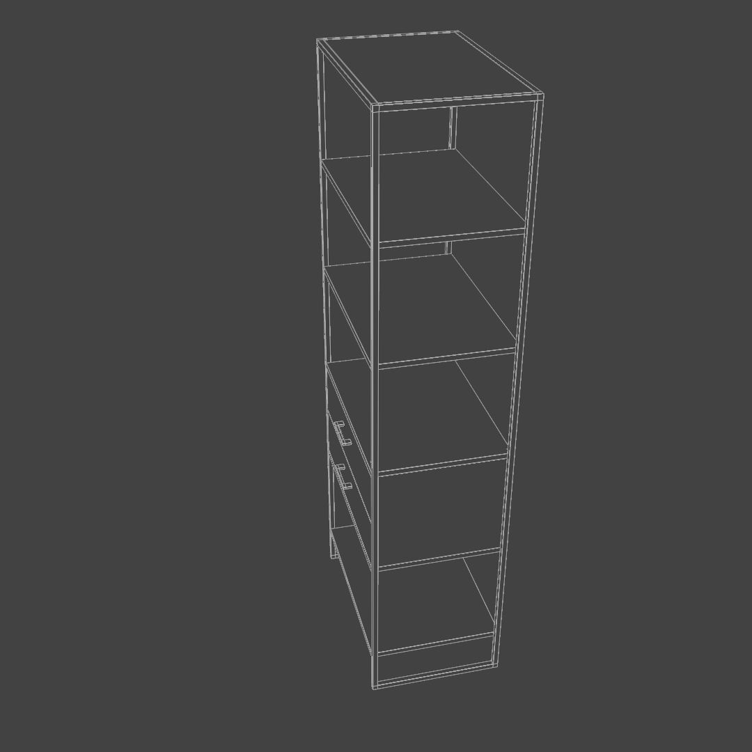 Metal frame regale with wooden shelf 3D model_8