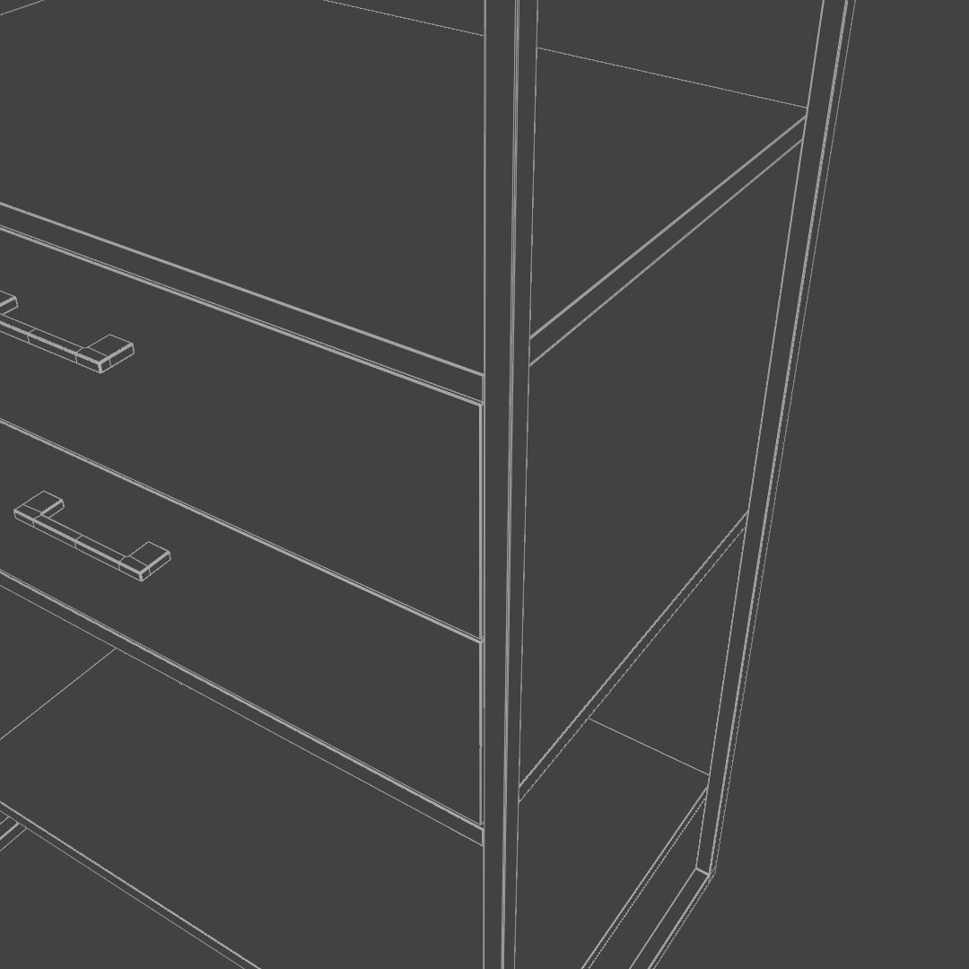 Metal frame regale with wooden shelf 3D model_7