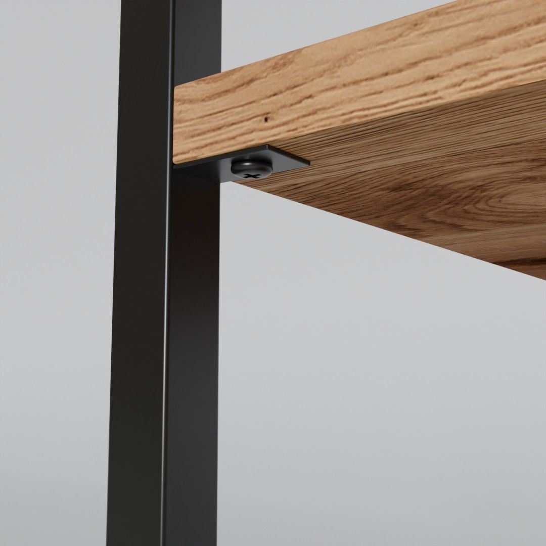 Metal frame regale with wooden shelf 3D model_5