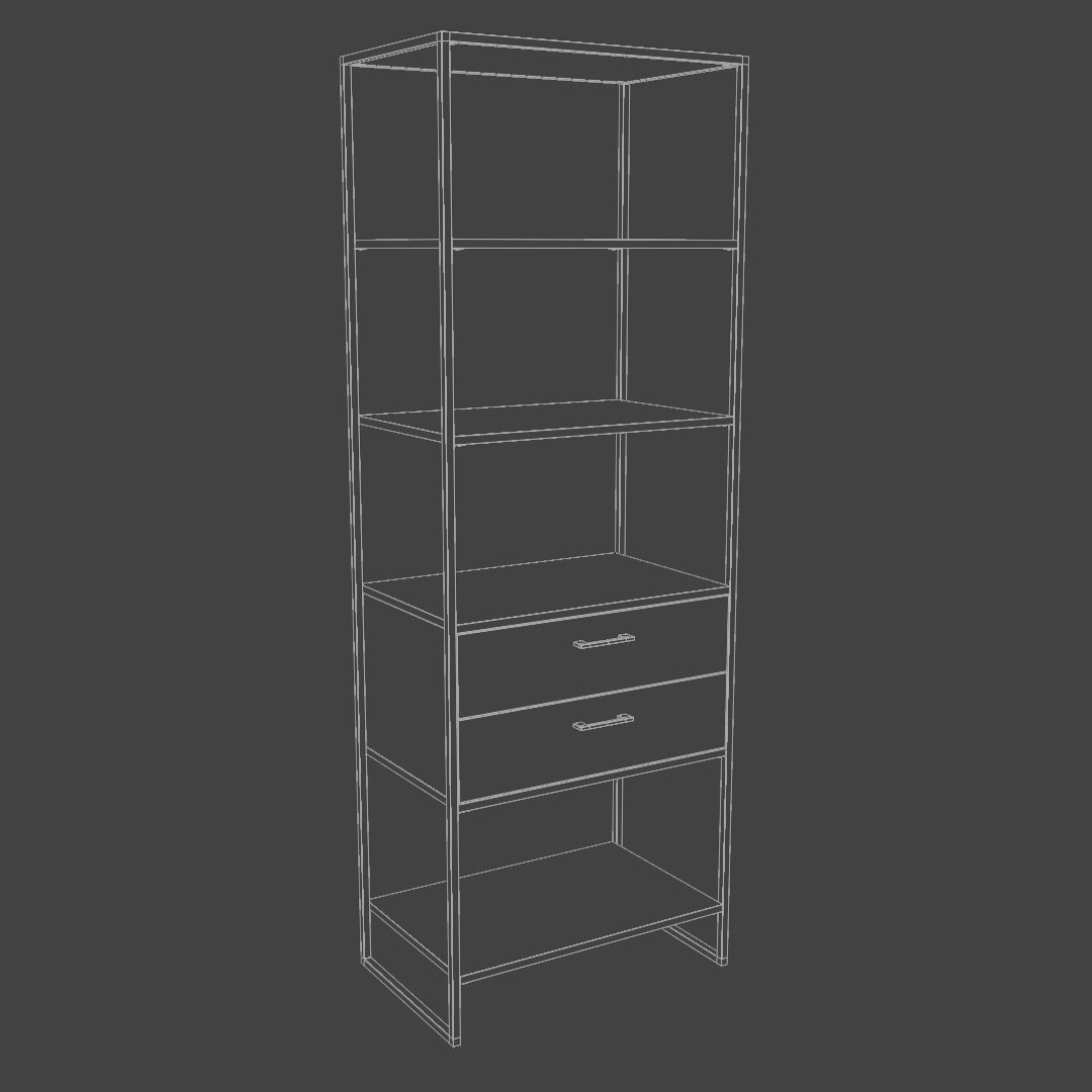 Metal frame regale with wooden shelf 3D model_6