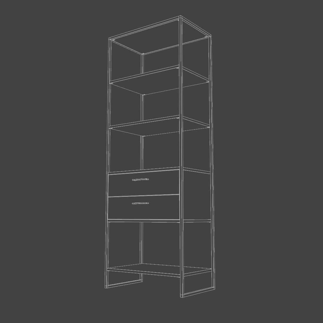 Metal frame regale with wooden shelf 3D model_1