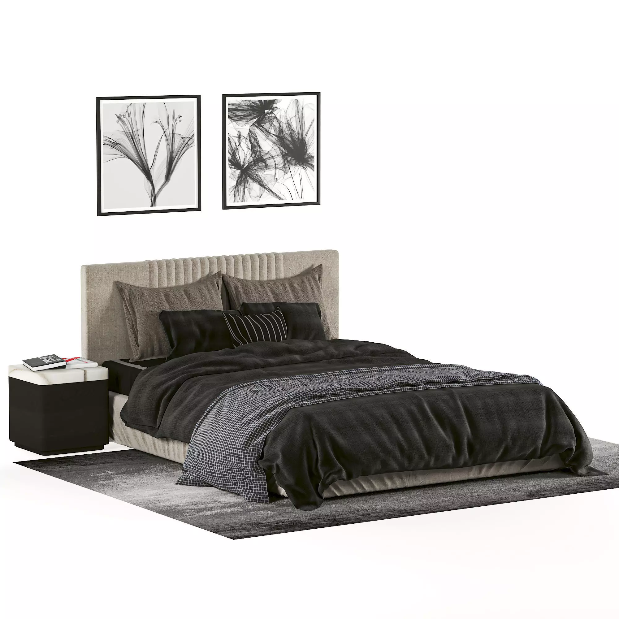 Mezzo-Bed-001 bed with bedding Low-poly 3D model