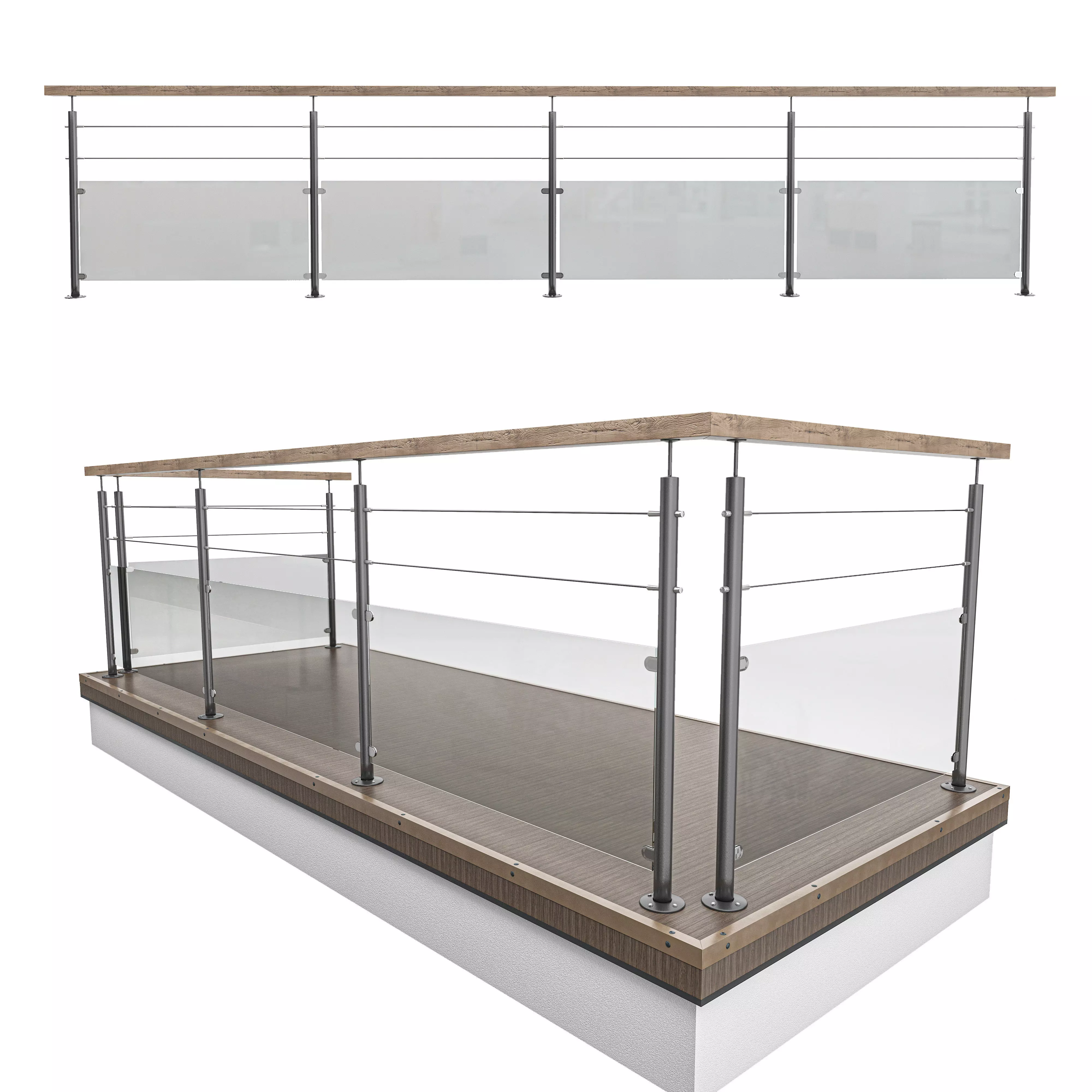 glass-cable-railing glass railings for balconies 3D model_0