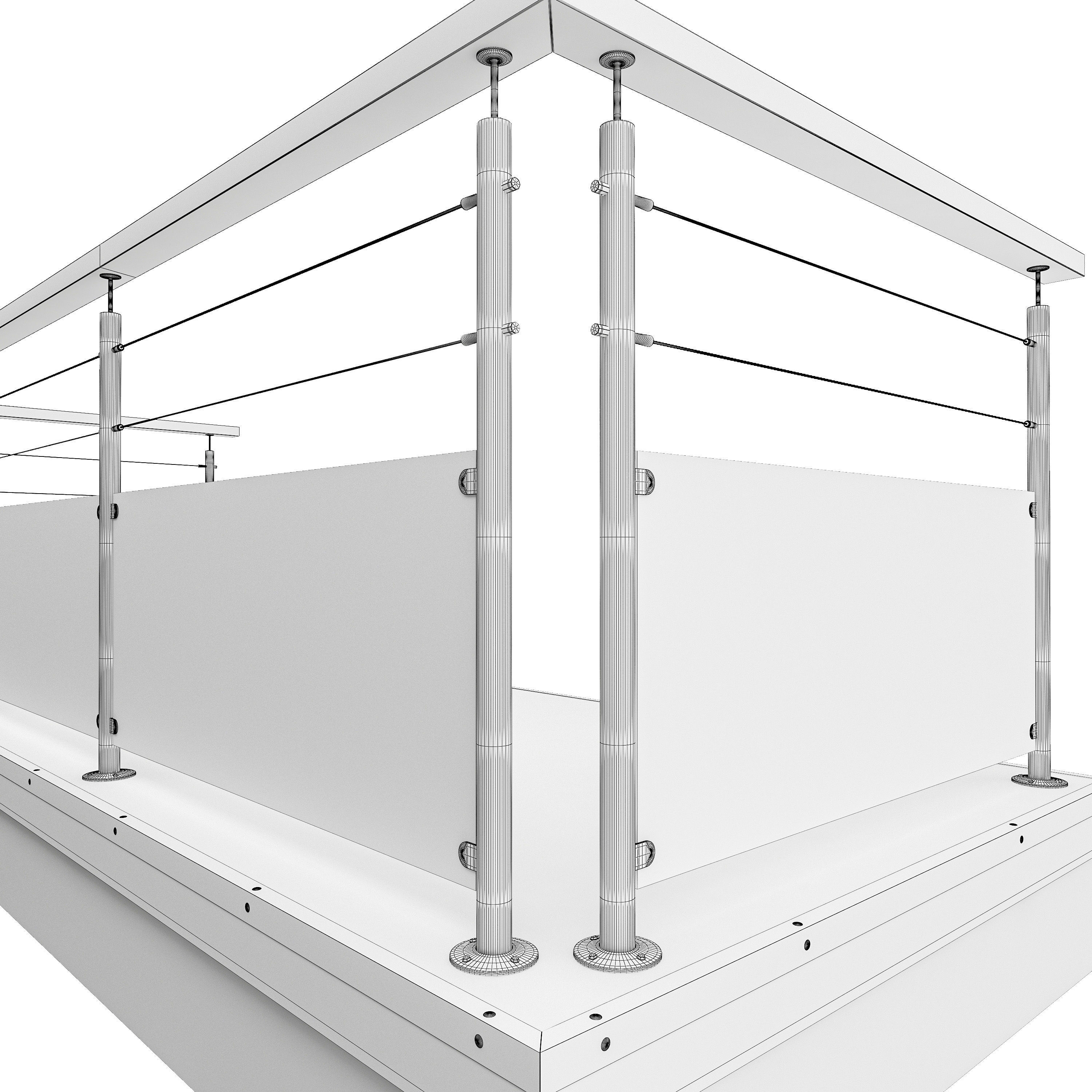 glass-cable-railing glass railings for balconies 3D model_1