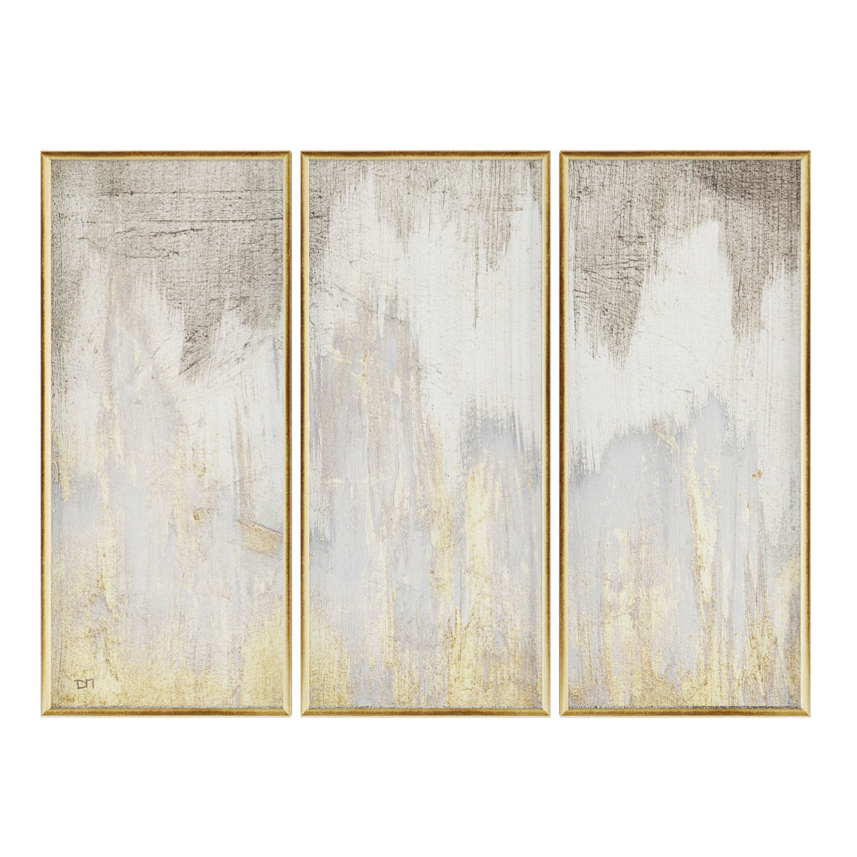 Pictures310 three framed abstract paintings gold Low-poly 3D model_1