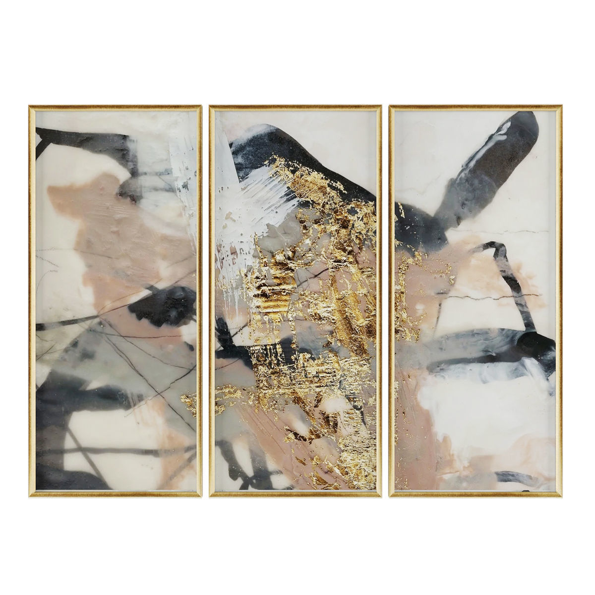 Pictures310 three framed abstract paintings gold Low-poly 3D model_2