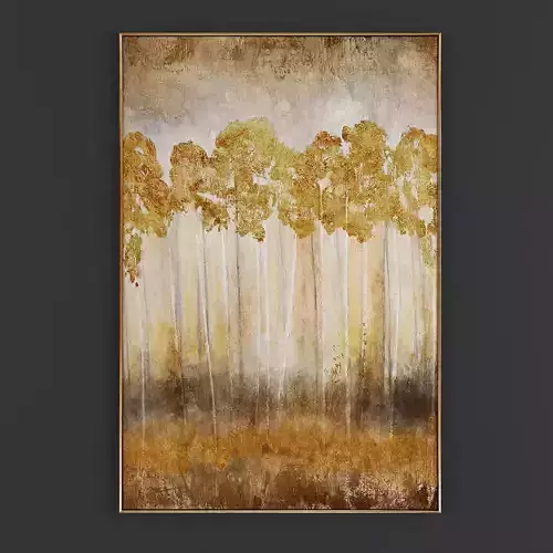 Pictures311 abstract painting of trees in gold Low-poly 3D model