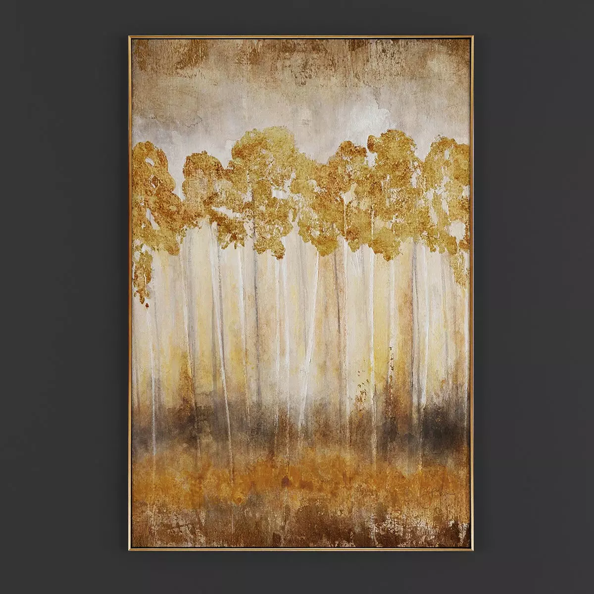 Pictures311 abstract painting of trees in gold Low-poly 3D model_0