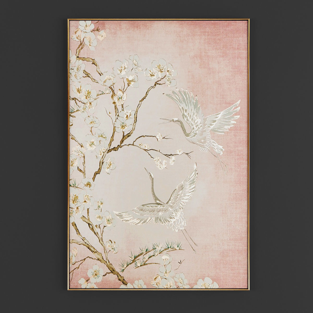 Pictures311 abstract painting of trees in gold Low-poly 3D model_1