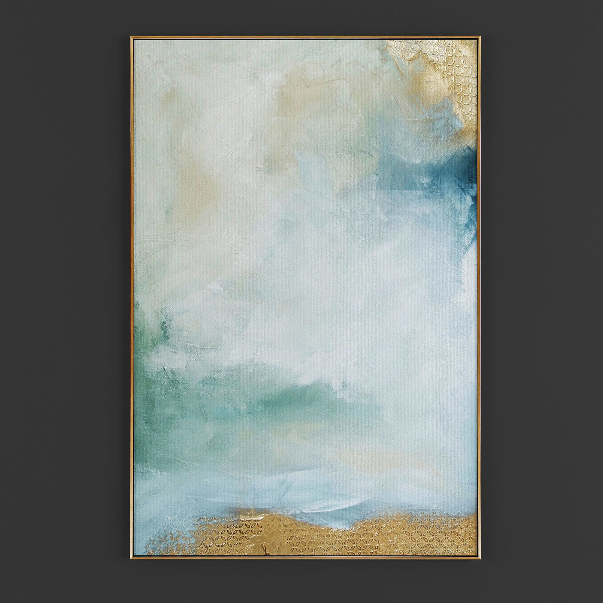 Pictures311 abstract painting of trees in gold Low-poly 3D model_2