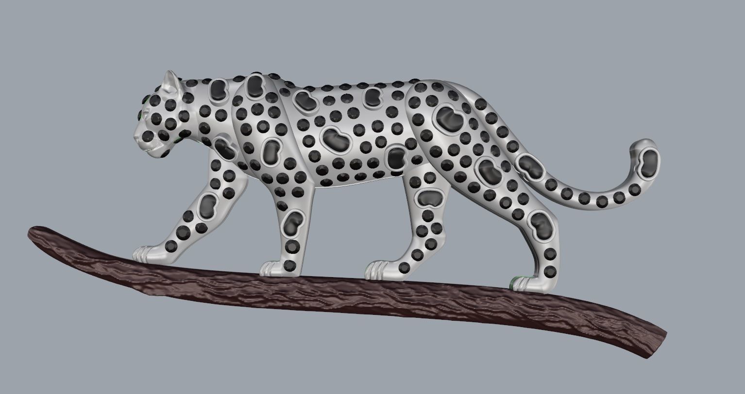 Panther pendant and brooch 3D print model_5