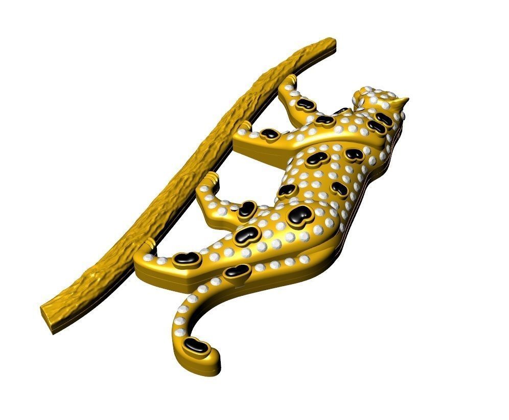 Panther pendant and brooch 3D print model_3