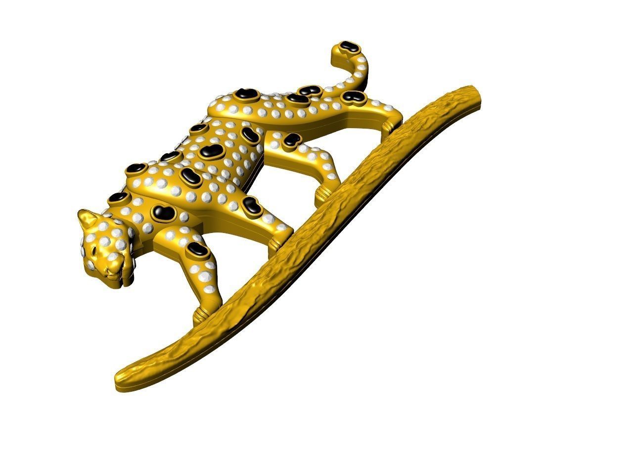 Panther pendant and brooch 3D print model_4