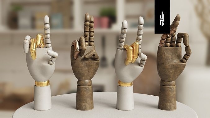 Wood Hand Mannequin Low-poly 3D model