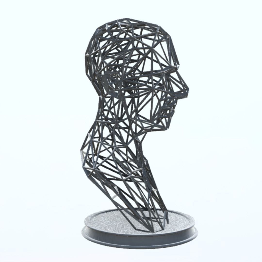NIKOLA TESLA BUST WIREFRAME VORONOI WIREMESH MESH 3D print model_3