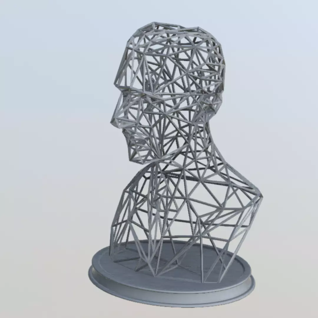 NIKOLA TESLA BUST WIREFRAME VORONOI WIREMESH MESH 3D print model_0