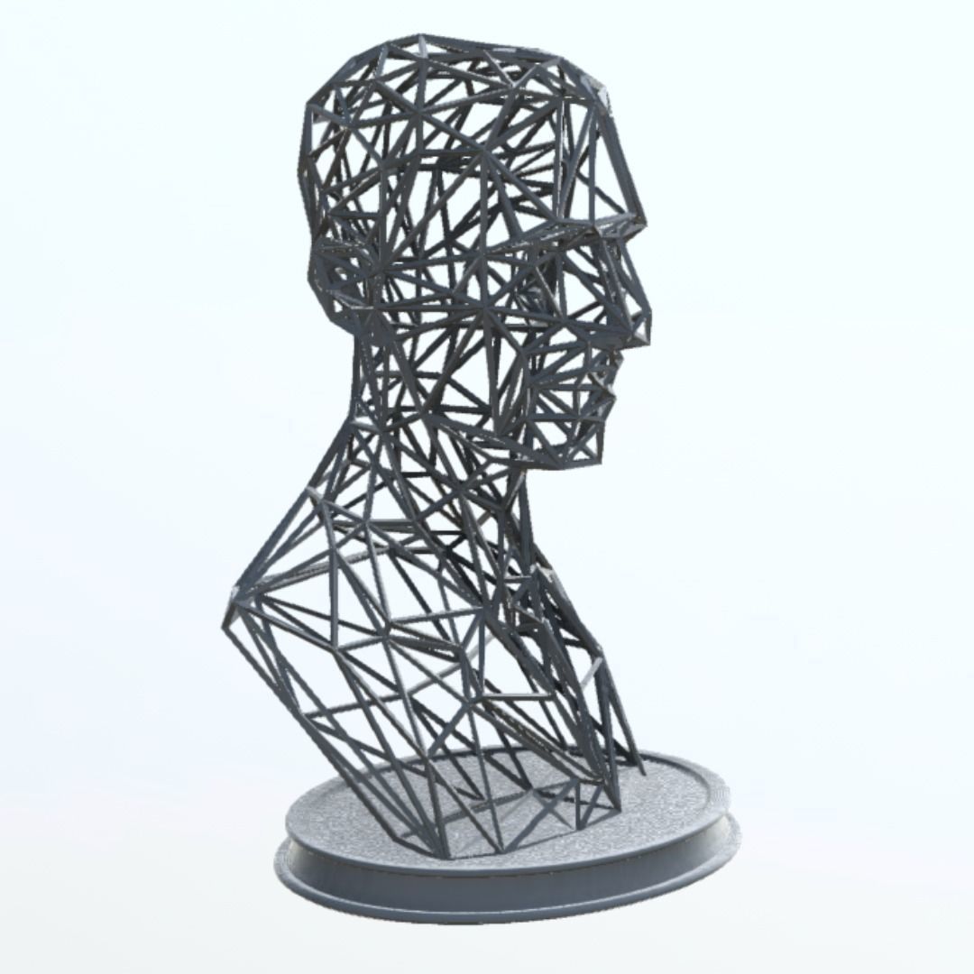 NIKOLA TESLA BUST WIREFRAME VORONOI WIREMESH MESH 3D print model_4