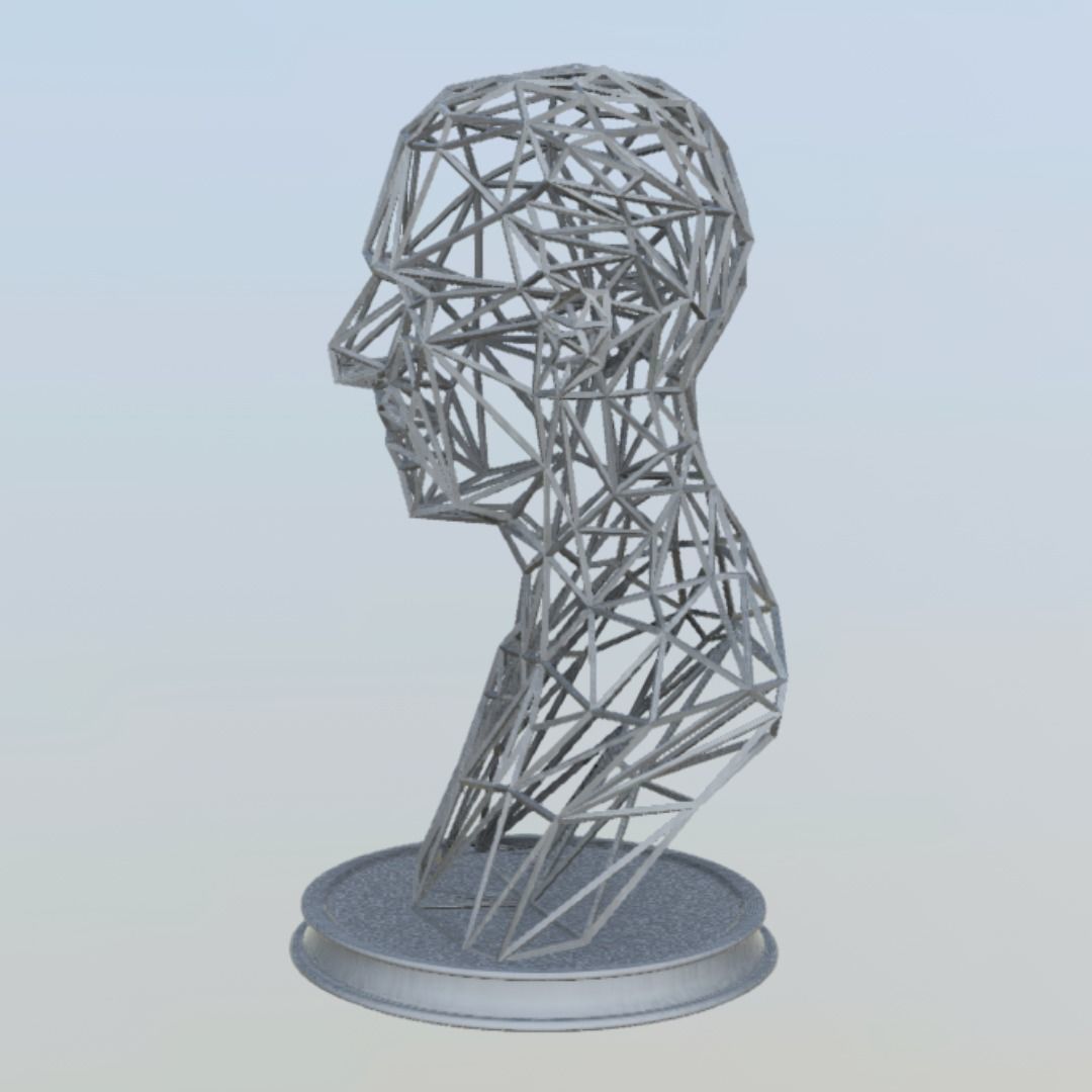 NIKOLA TESLA BUST WIREFRAME VORONOI WIREMESH MESH 3D print model_1