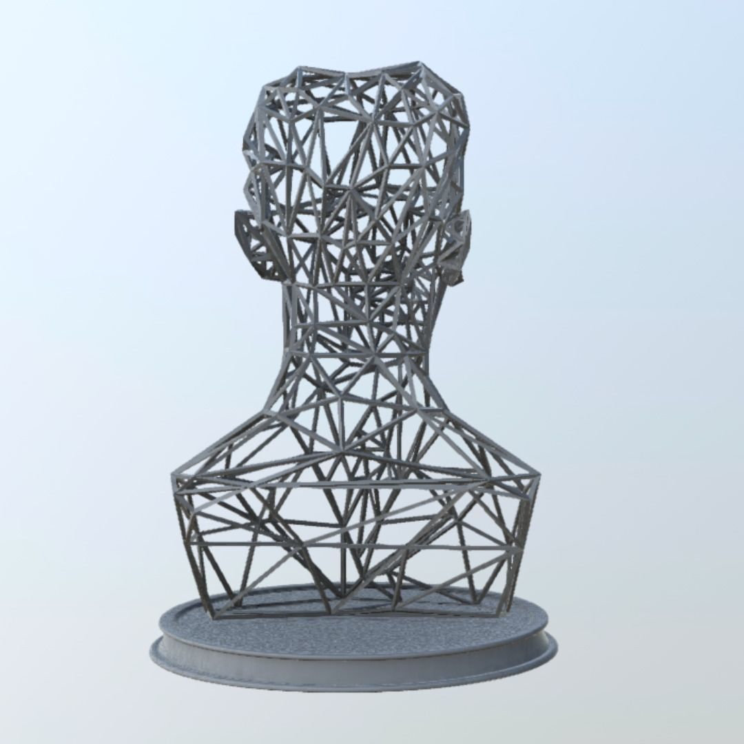 NIKOLA TESLA BUST WIREFRAME VORONOI WIREMESH MESH 3D print model_2