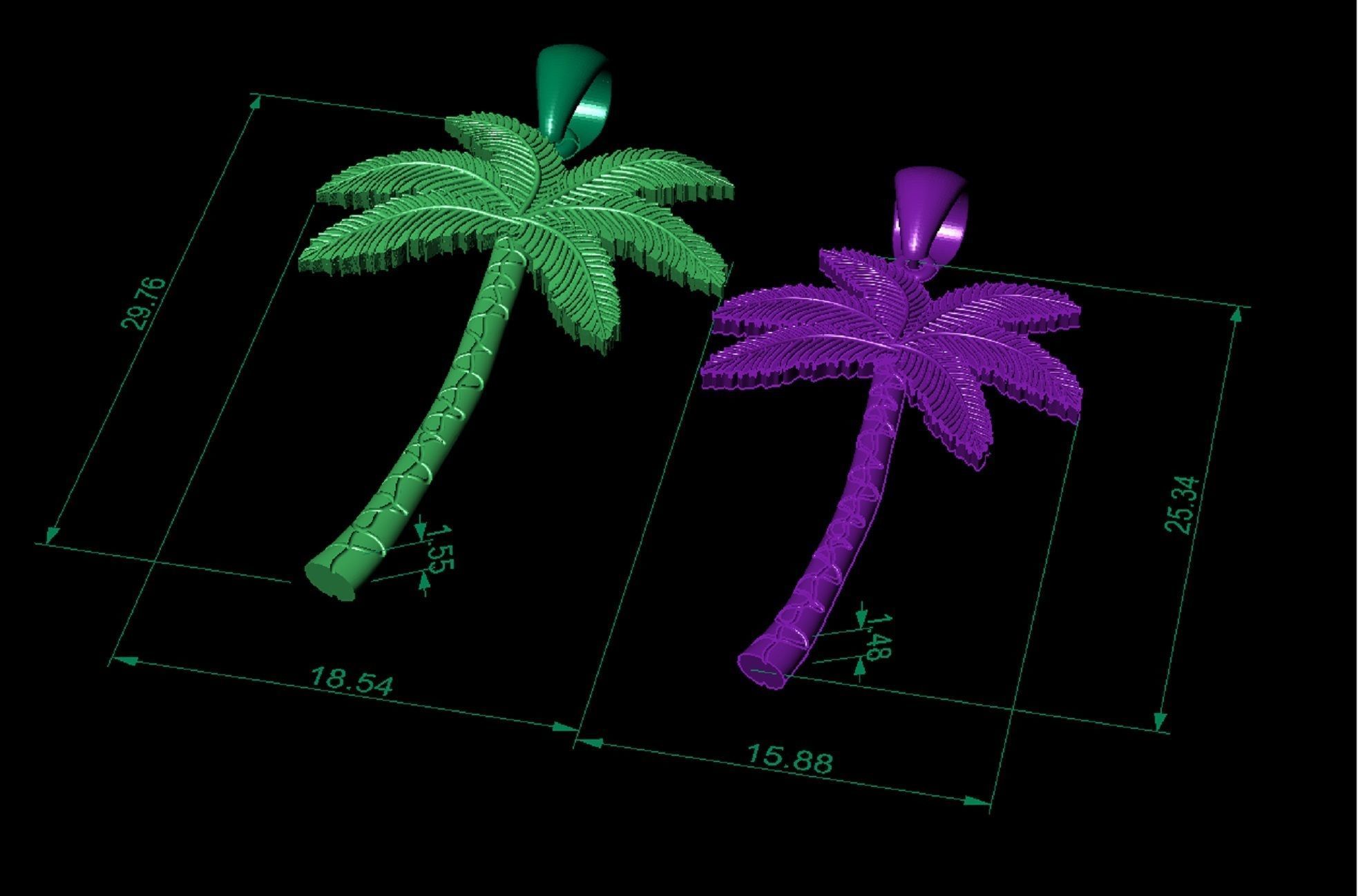 pendant Palm two options 3D print model_4