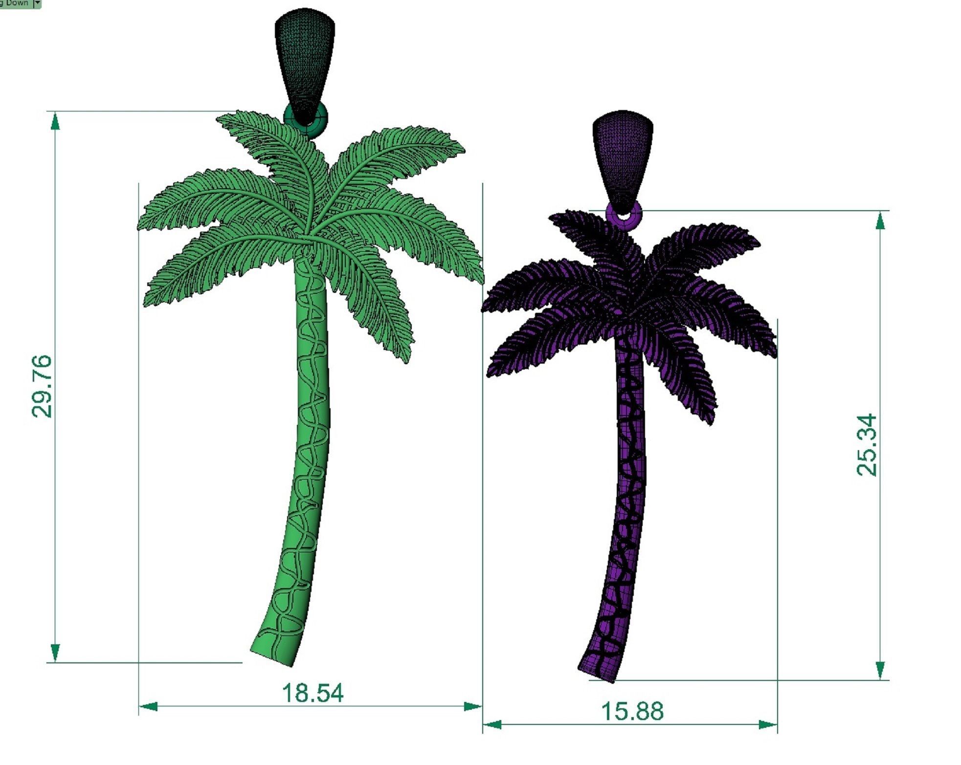 pendant Palm two options 3D print model_5